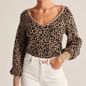 NWT: Abercrombie Leopard V-Neck Sweater